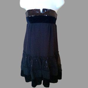 Black Mini Strapless Dress with Sequins Size Small NEW NWT